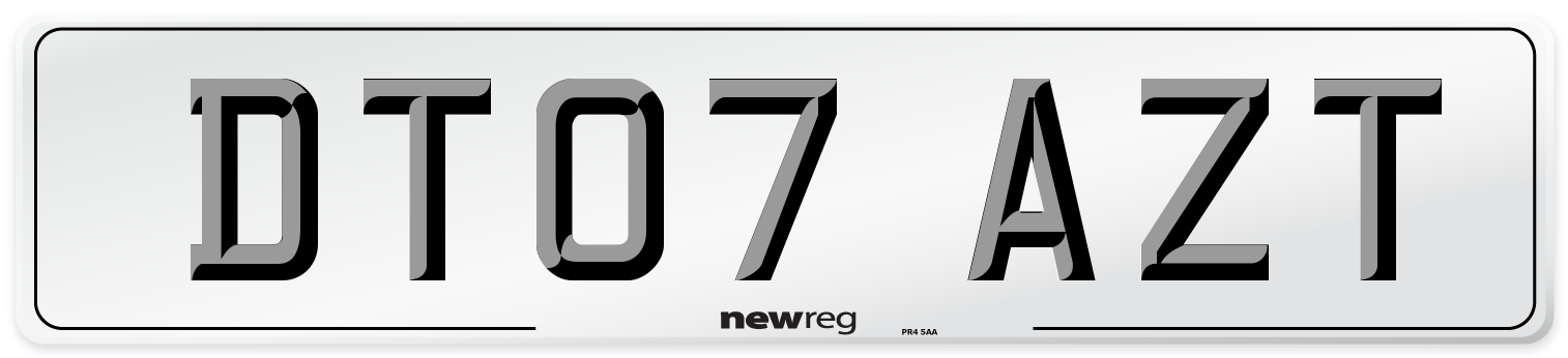 DT07 AZT Number Plate from New Reg